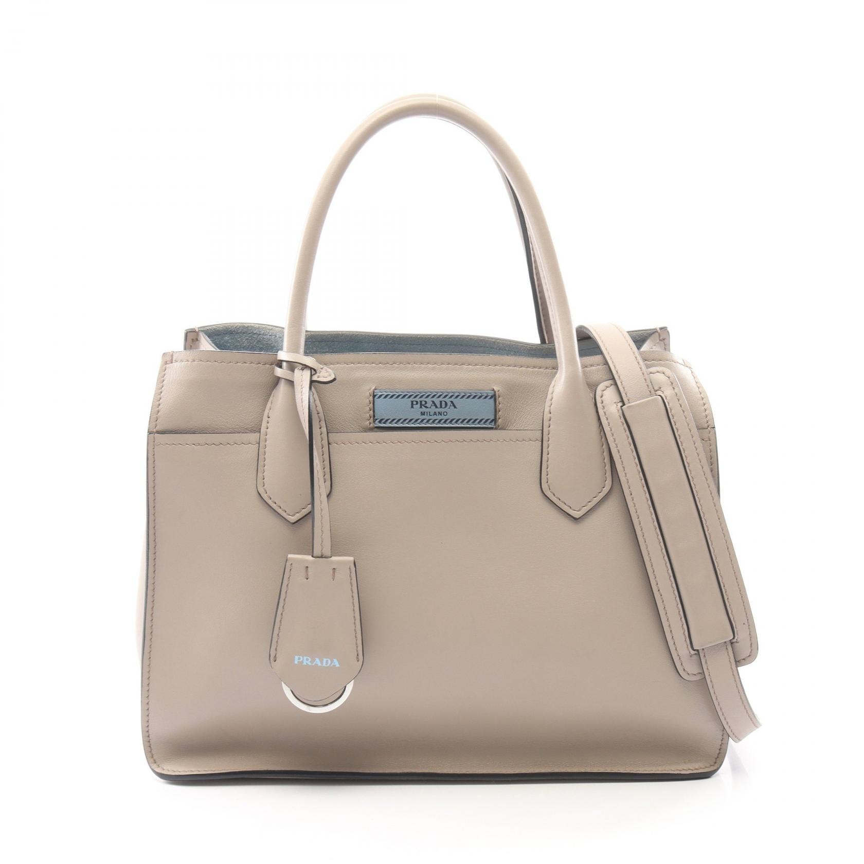 プラダ PRADA CITY CALF 2WAY ハンドバッグ バッグ レザー レディース ベージュ系 1BA178 【中古】