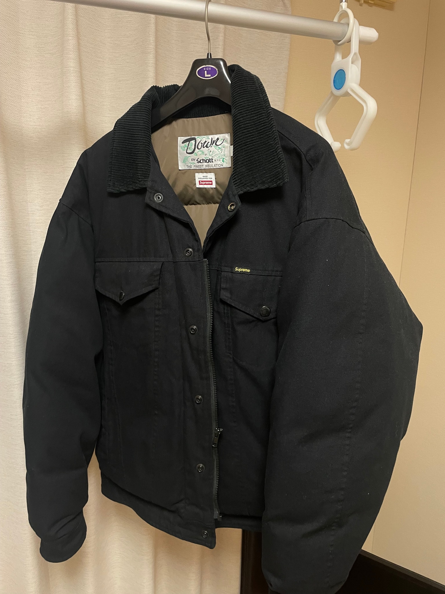 Supreme x Schott Canvas Down Trucker Jacket "Black"