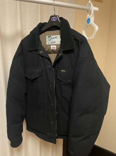 Supreme x Schott Canvas Down Trucker Jacket "Black"