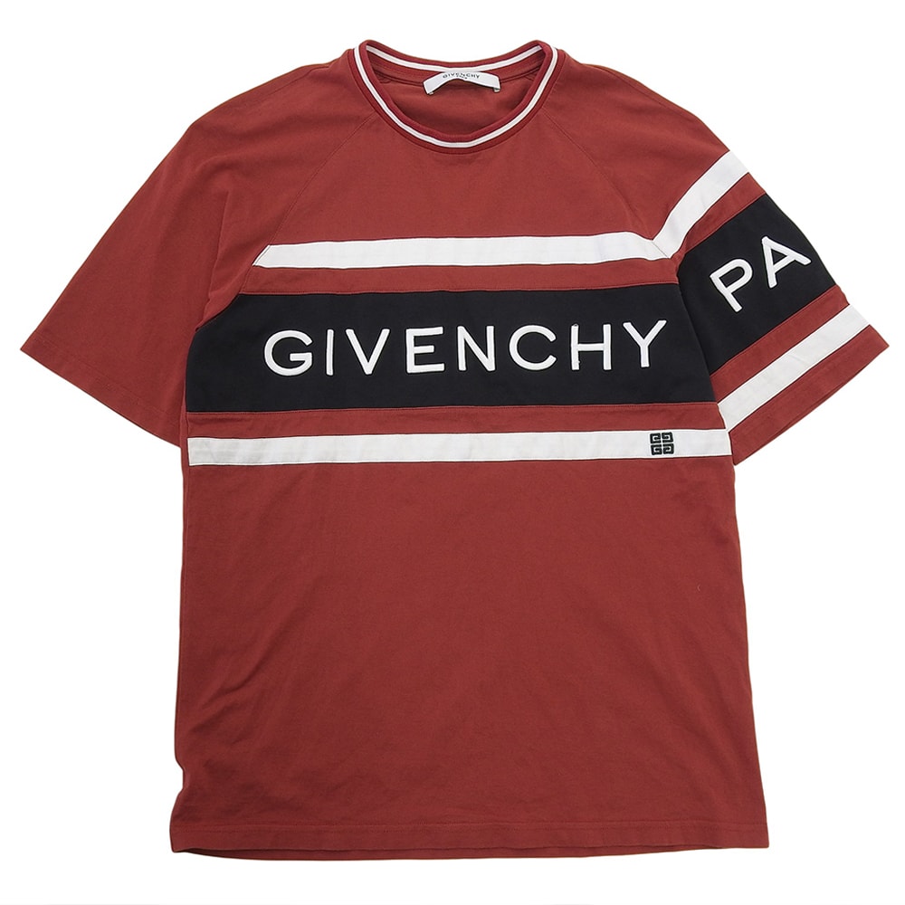 ジバンシィ 4GコントラストスリムロゴTシャツ トップス メンズ レッド M BM70KV3002 M