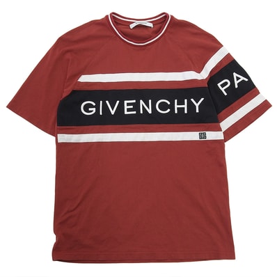 ジバンシィ 4GコントラストスリムロゴTシャツ トップス メンズ レッド M BM70KV3002 M