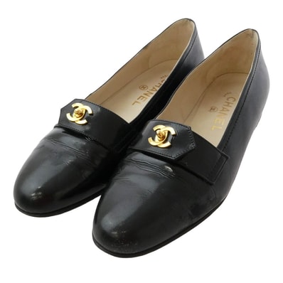 CHANEL シャネル パンプス ココマーク レザー パンプス ローファー ブラック系 39【中古】