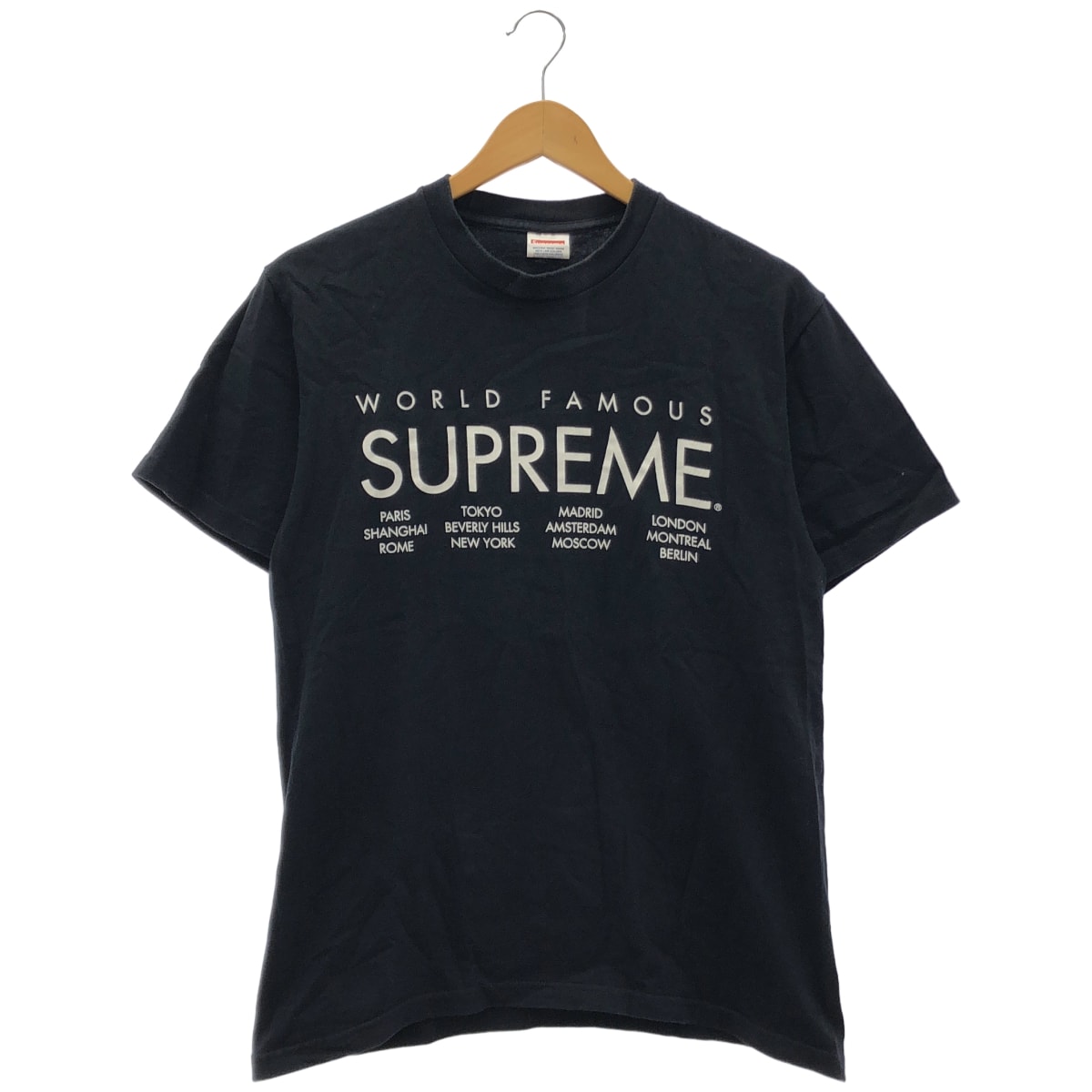 シュプリーム ブラック WORLDFAMOUSプリント 半袖 Tシャツ M
