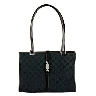 グッチ GUCCI ハンドバッグ GGキャンバス/レザー ブラック レディース【中古】 z10619