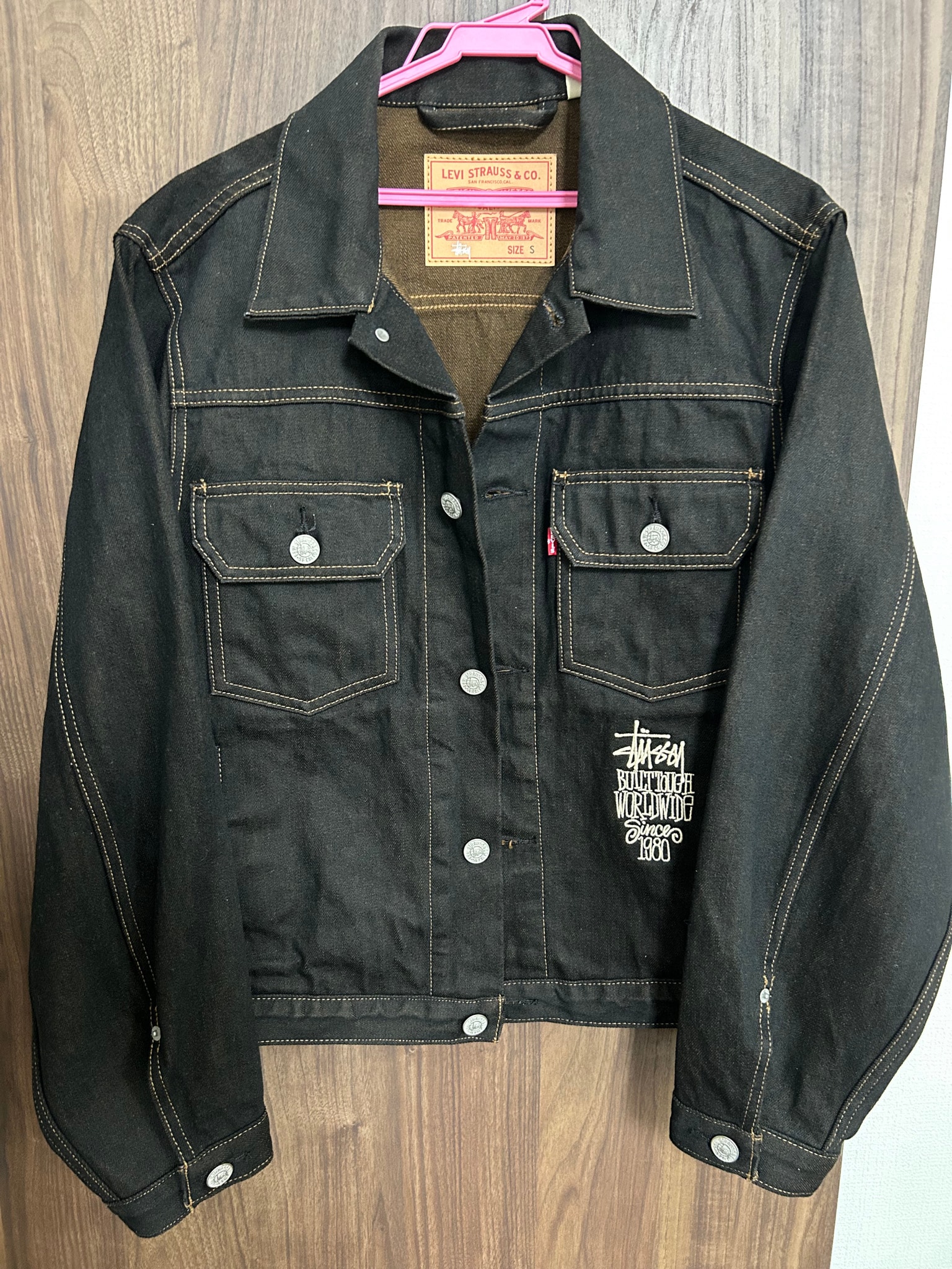 Stussy x Levi's Crispy Rinse Trucker "Black/Brown"