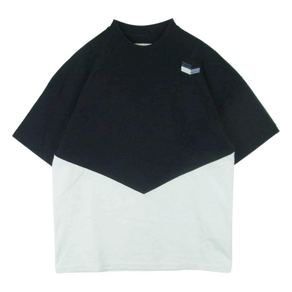 JIL SANDER ジルサンダー JSMU707027 MU248508 バイカラー カラーブロック クルーネック 半袖 Tシャツ ブラック系 ホワイト系 XS【中古】