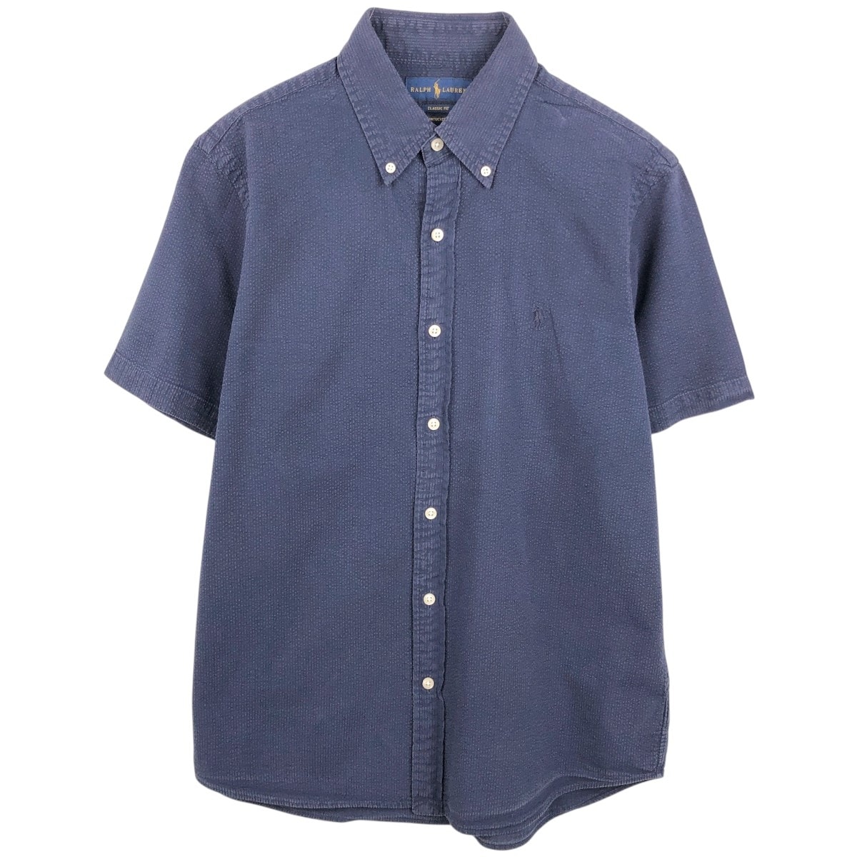 古着 ラルフローレン Ralph Lauren RALPH LAUREN CLASSIC FIT RL UNTUCKED FIT シアサッカー 半袖 ボタンダウンシャツ メンズM相当/eaa668682