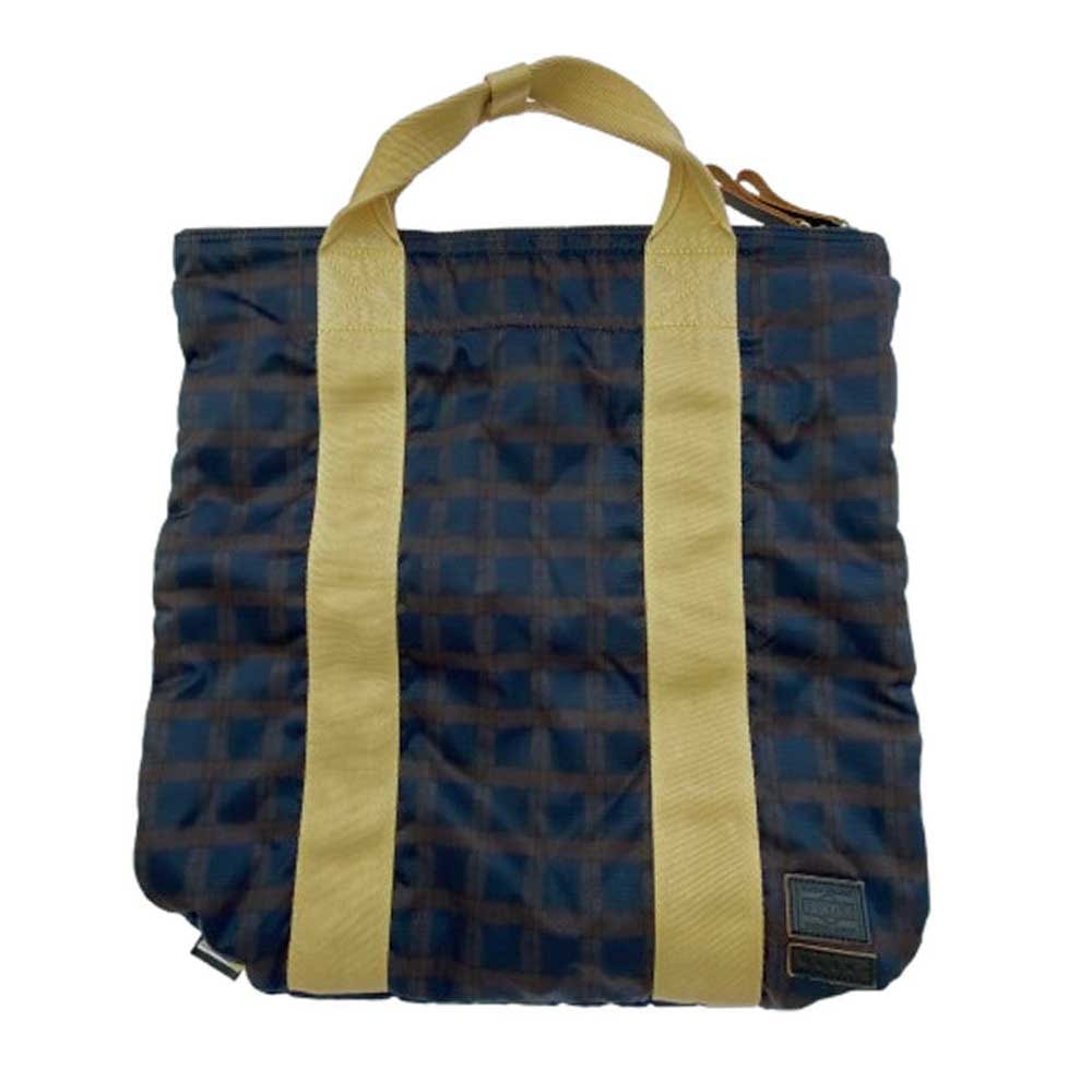 PORTER ポーター トートバッグ 13CB × MARNI マルニ 2WAY TOTE BAG オンブレチェック リュック トート バッグ ネイビー系 ライトブラウン系【美品】【中古】
