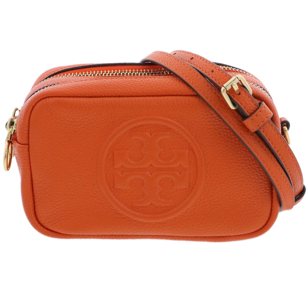 Tory Burch トリーバーチ ペリー ボンベ ミニバッグ ショルダーバッグ 10010066 レザー オレンジ  レディース【中古】