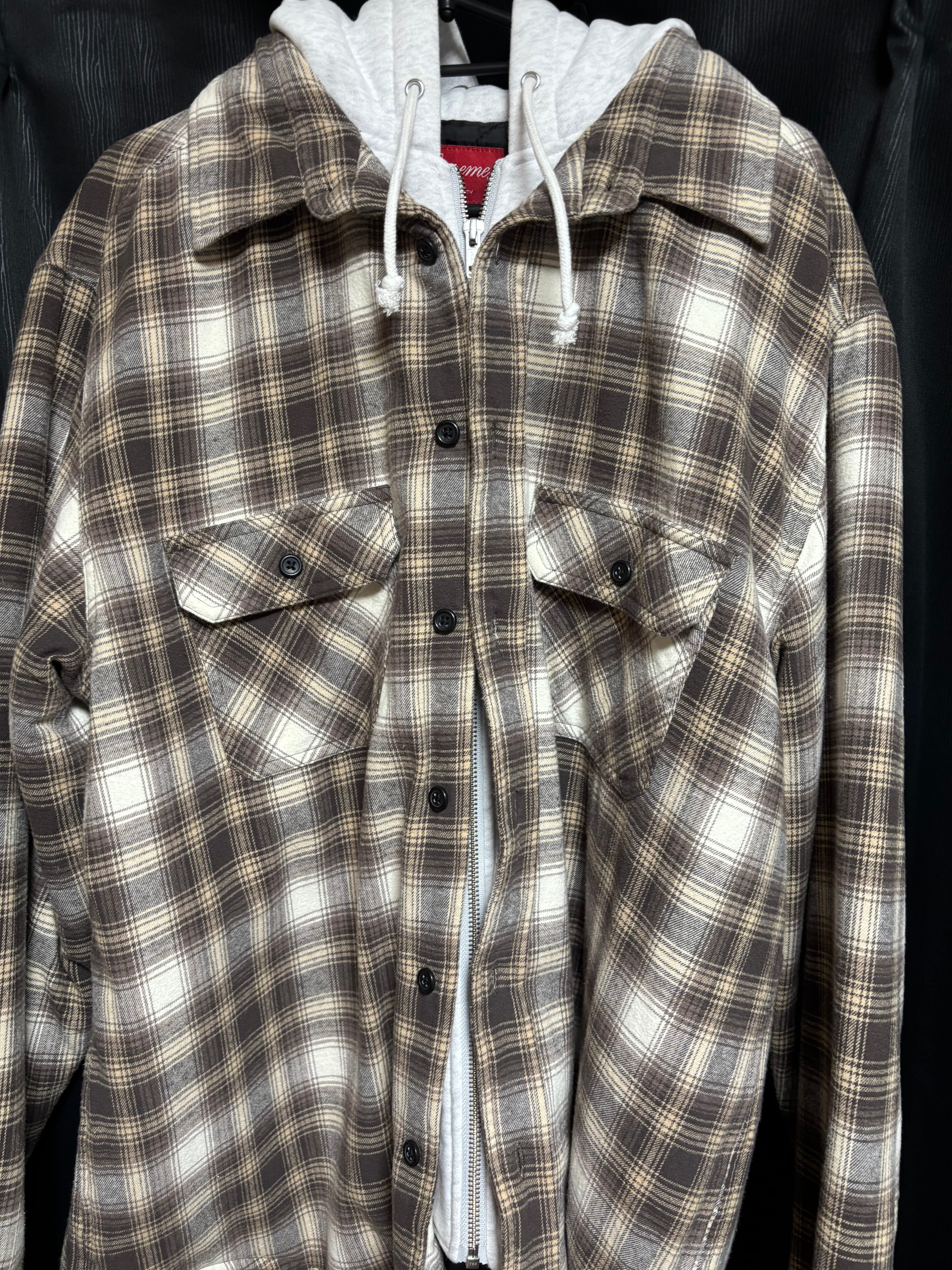 Supreme Hooded Flannel Zip Up Shirt "Brown"