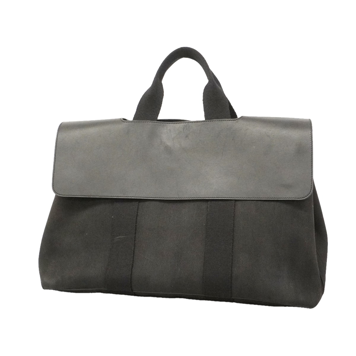 【6kd4629】エルメス トートバッグ ヴァルパラインMM トワルシェブロン ブラック シルバー金具【中古】メンズ レディース ユニセックス