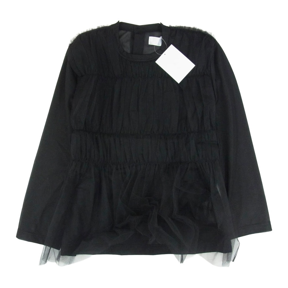 tao COMME des GARCONS タオ コムデギャルソン ブラウス 25SS TO-T021-051 シアー ギャザーチュニック レイヤード 長袖 シャツ ブラック系 L【美品】【中古】