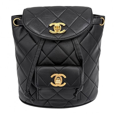 CHANEL シャネル リュック マトラッセ バックパック チェーンショルダー ターンロック ココマーク レザー ブラック 黒 ゴールド金具 レディース【中古品】