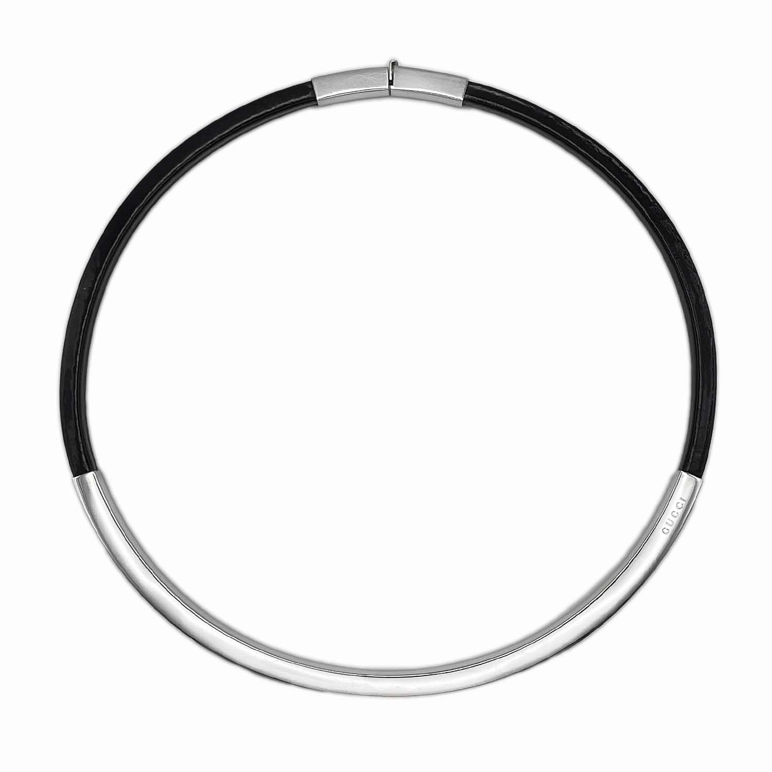 GUCCI グッチ Y3K チョーカー
 ネックレス SV925 レザー ブラック レディース
 【中古】