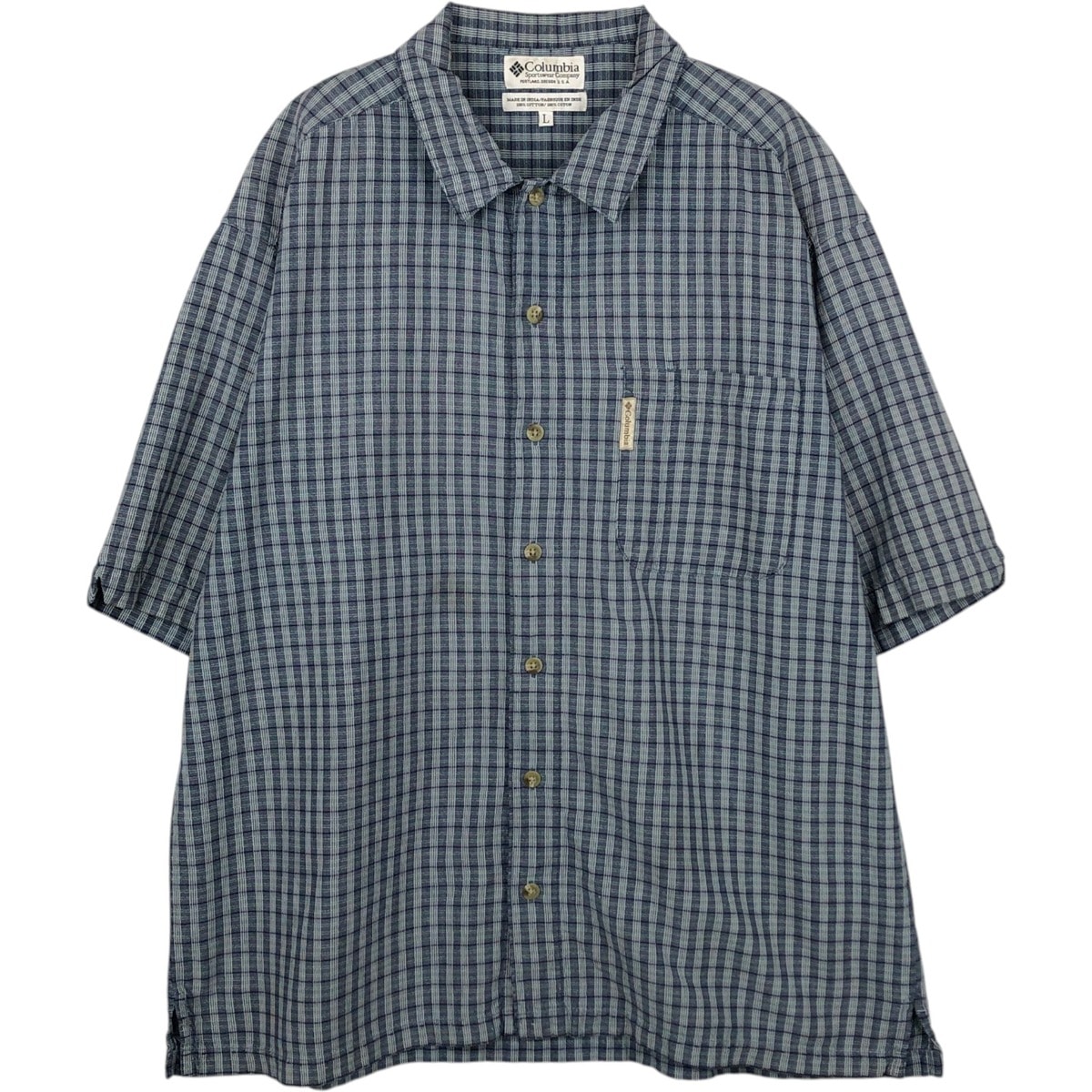 古着 90~00年代 コロンビア Columbia 半袖 コットン チェックシャツ ボックスシャツ メンズL相当 ヴィンテージ/eaa650741