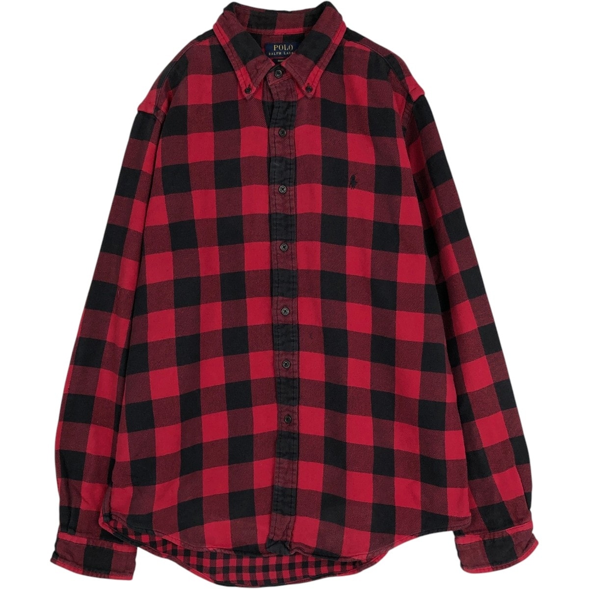 古着 ラルフローレン Ralph Lauren POLO RALPH LAUREN CUSTOM FIT バッファローチェック 長袖 ボタンダウン フランネルチェックシャツ メンズL相当/eaa677095