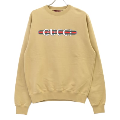 グッチ 24AW 784413 XJGKR ベージュ フロントロゴ コットンジャージースウェットシャツ S