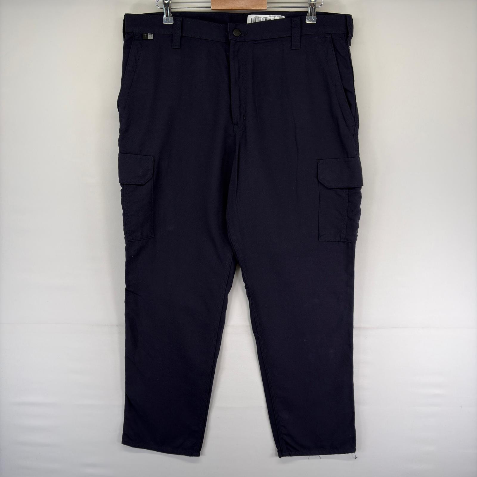 古着 カーハート Carhartt ダック パンツ カーゴパンツ ジッパーフライ ワンポイントロゴ FR w38 L32  ネイビー系 メンズ