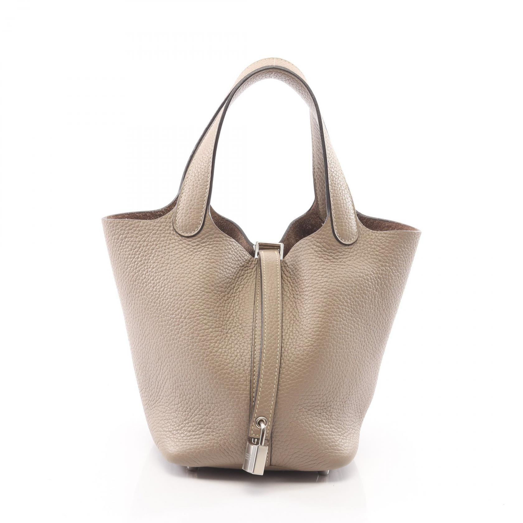 エルメス HERMES ピコタンロックPM ハンドバッグ バッグ レザー トリヨンクレマンス トリヨンクレマンス トゥルティエールグレー T刻印(2015年製造) レディース グレー系 【中古】