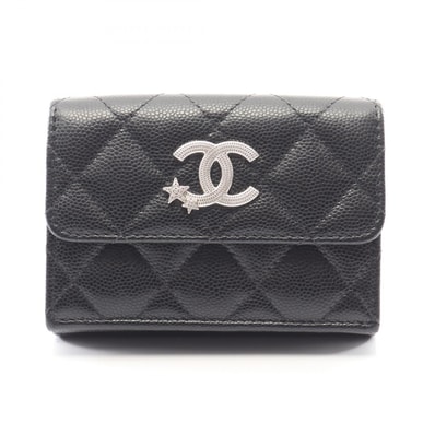 シャネル CHANEL マトラッセ 三つ折り長財布 財布 キャビアスキン(グレインドカーフ) レディース ブラック系 【中古】