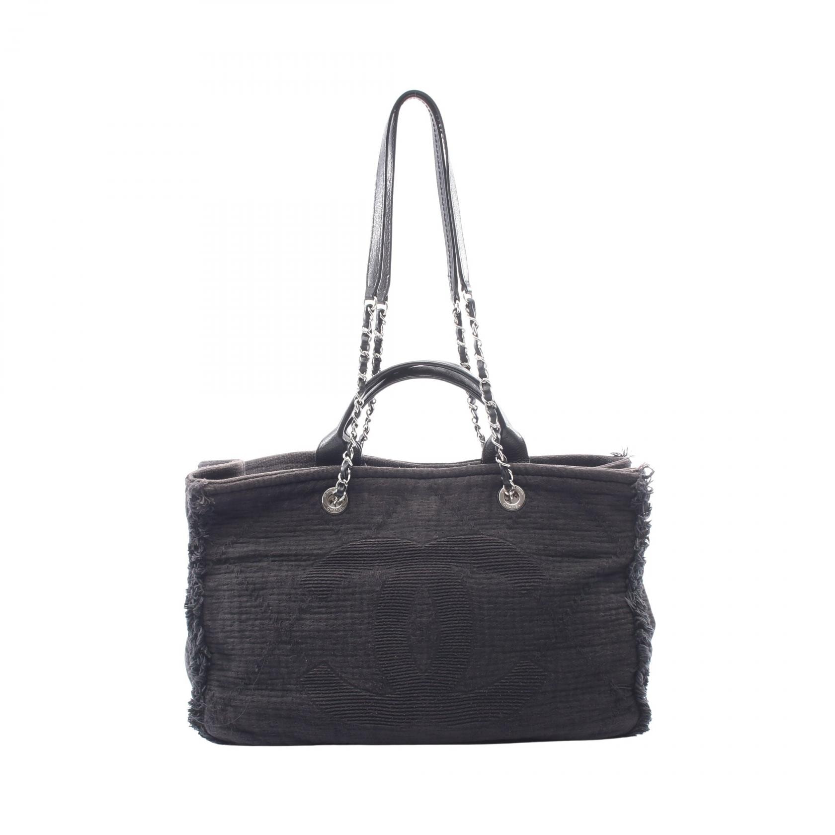 シャネル CHANEL ココマーク ラージショッピングトート 2WAY トートバッグ バッグ レザー ファブリック レディース ブラック系 A57180 【中古】