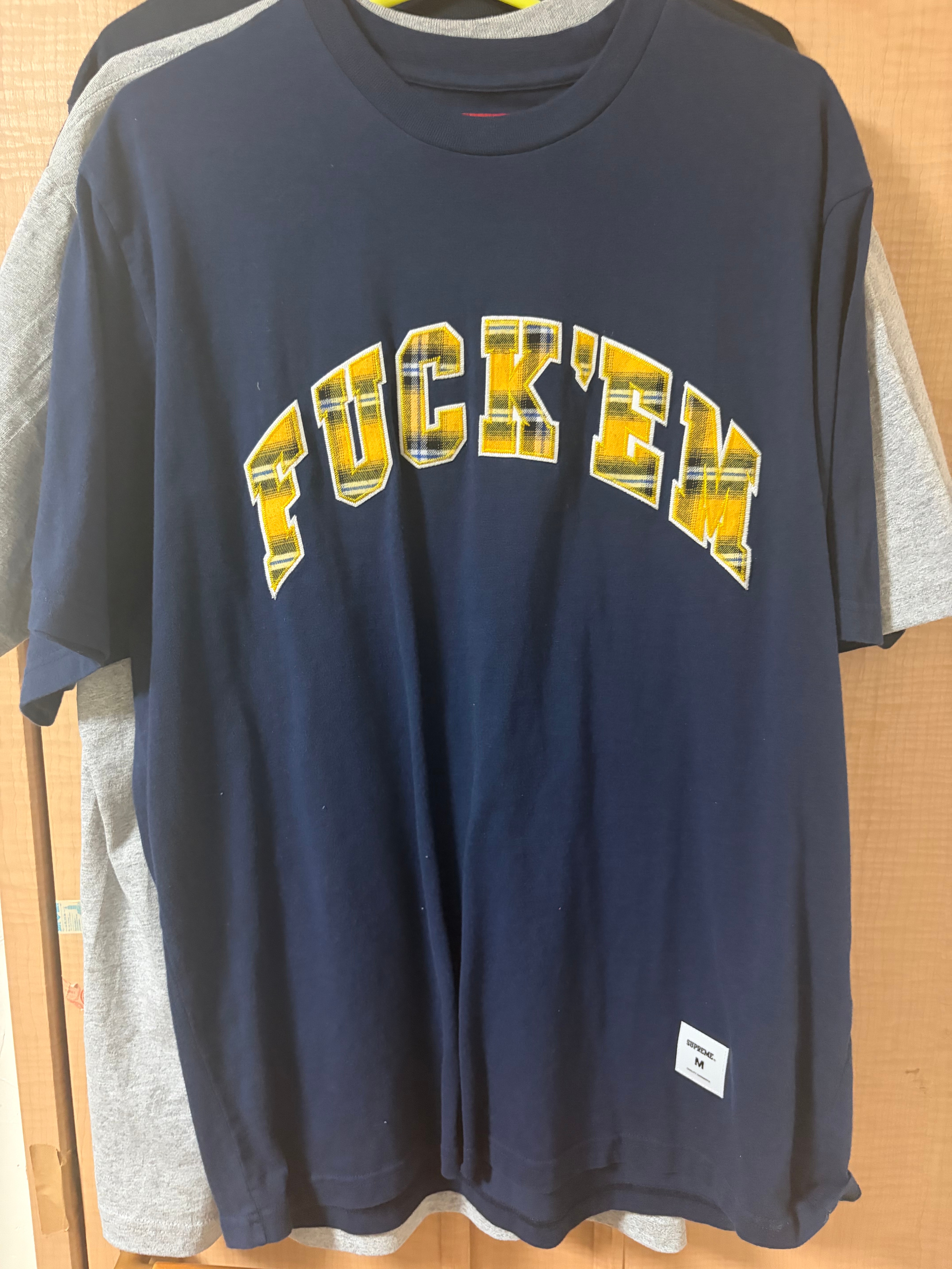 Supreme Fuck Em Plaid S/S Top "Navy"