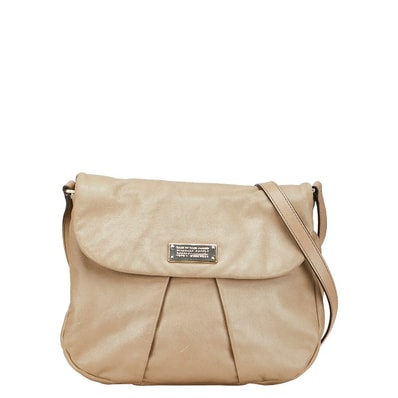 マークジェイコブス ロゴプレート ショルダーバッグ グレージュ レザー レディース MARC JACOBS 中古
