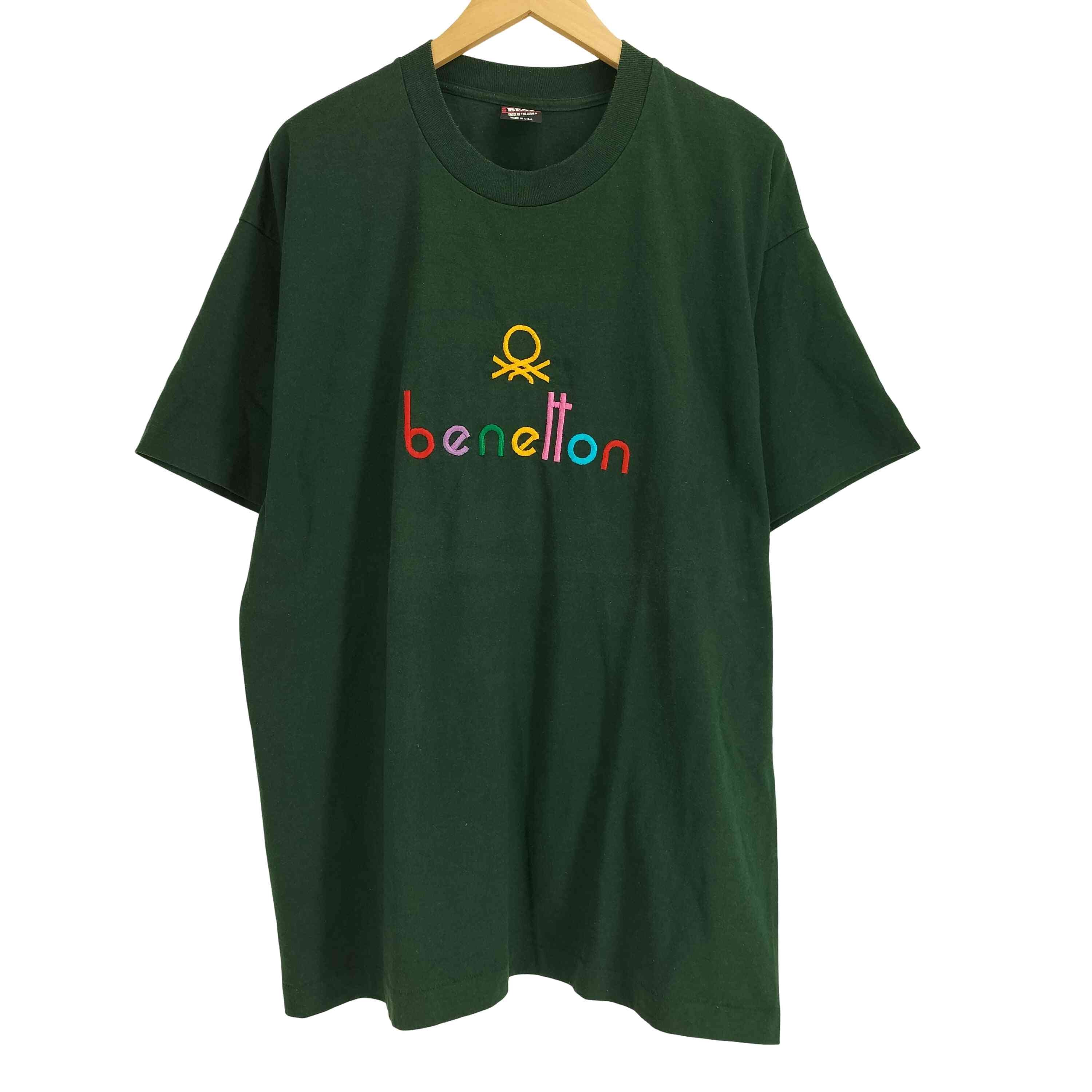 90S USA製 benetton刺繍 シングルステッチ 半袖カットソー【1139208137535】