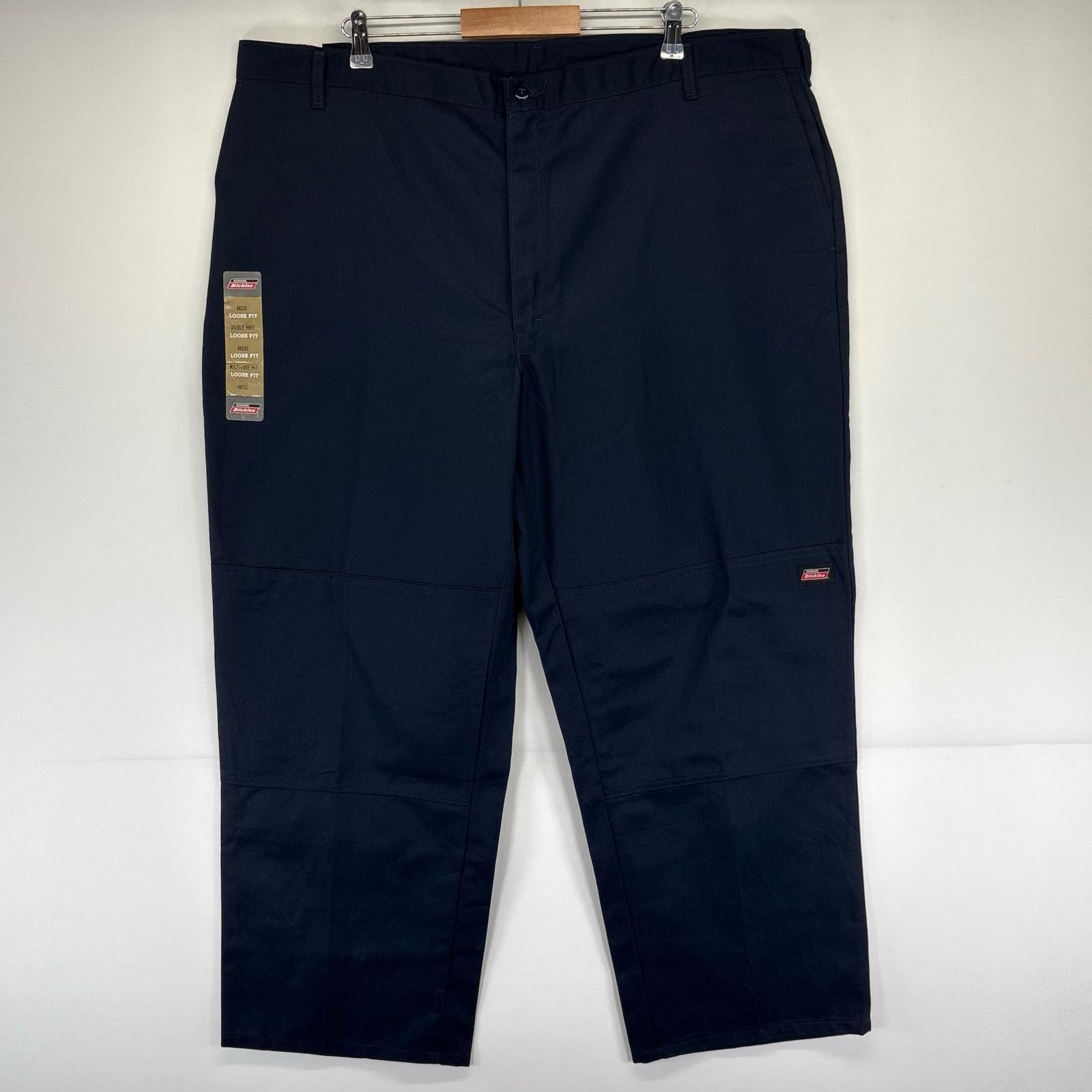 古着 美品 ディッキーズ Dickies パンツ デッドストック タグ付きダブルニー 大きいサイズ ワーク W46 L30  ネイビー系 メンズ