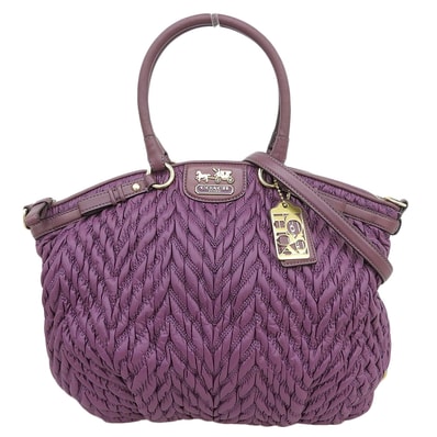 コーチ 美品 マディソン シェブロン 2wayバッグ トートバッグ レディース パープル 70th記念モデル