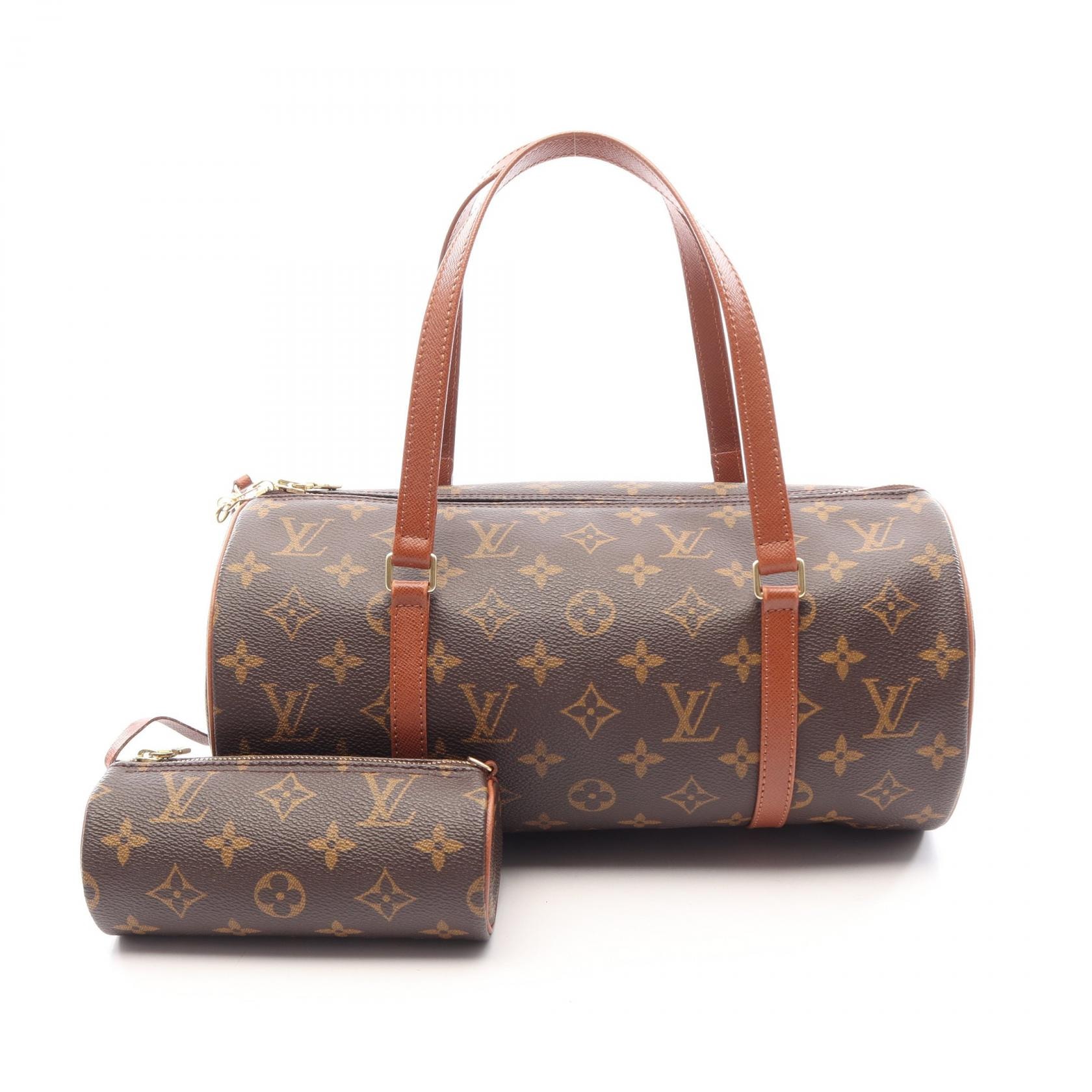 ルイ・ヴィトン LOUIS VUITTON パピヨン30 モノグラム 旧型 ハンドバッグ バッグ PVCコーティングキャンバス レザー レディース ブラウン系 M51365 【中古】