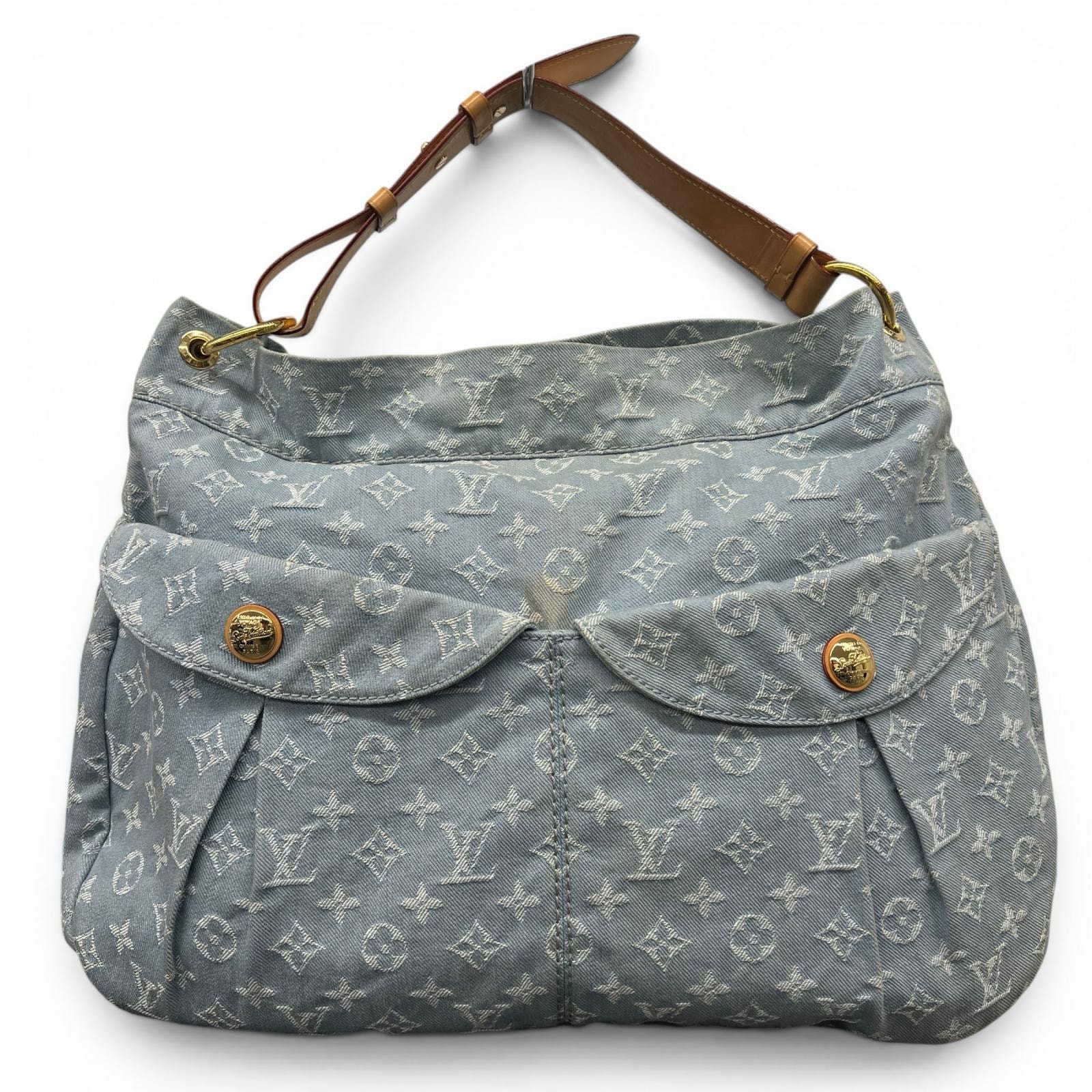 LOUIS VUITTON 希少 ルイヴィトン デイリーGM モノグラムデニム ショルダーバッグ M40492 デニム レザー FO1161 ライトブルー ワンショルダー セミショルダー Y2K ヴィトン LV ABランク 中古 鑑定済