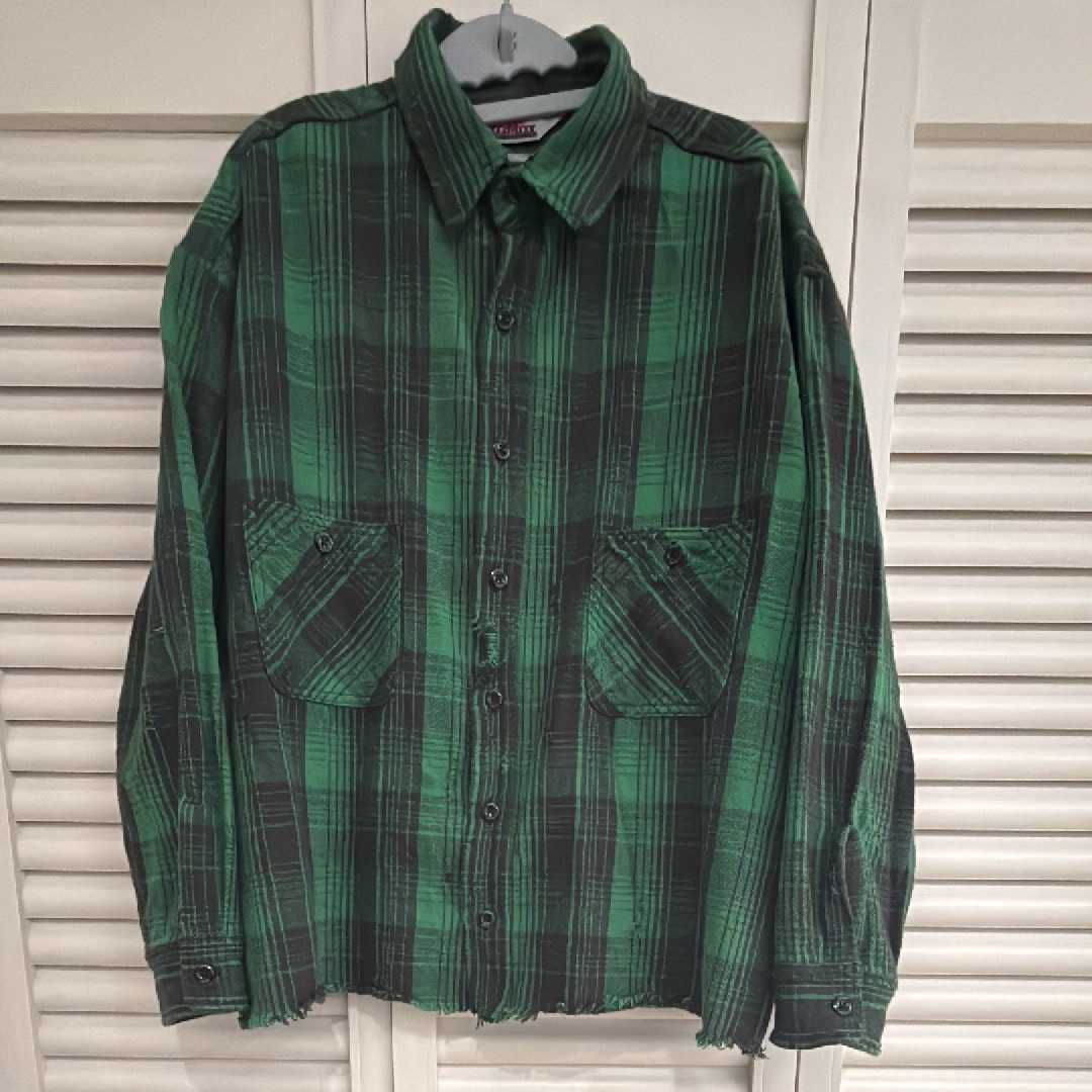 セントマイケル 24SS フランネル チェックシャツ "グリーン/ブラック"