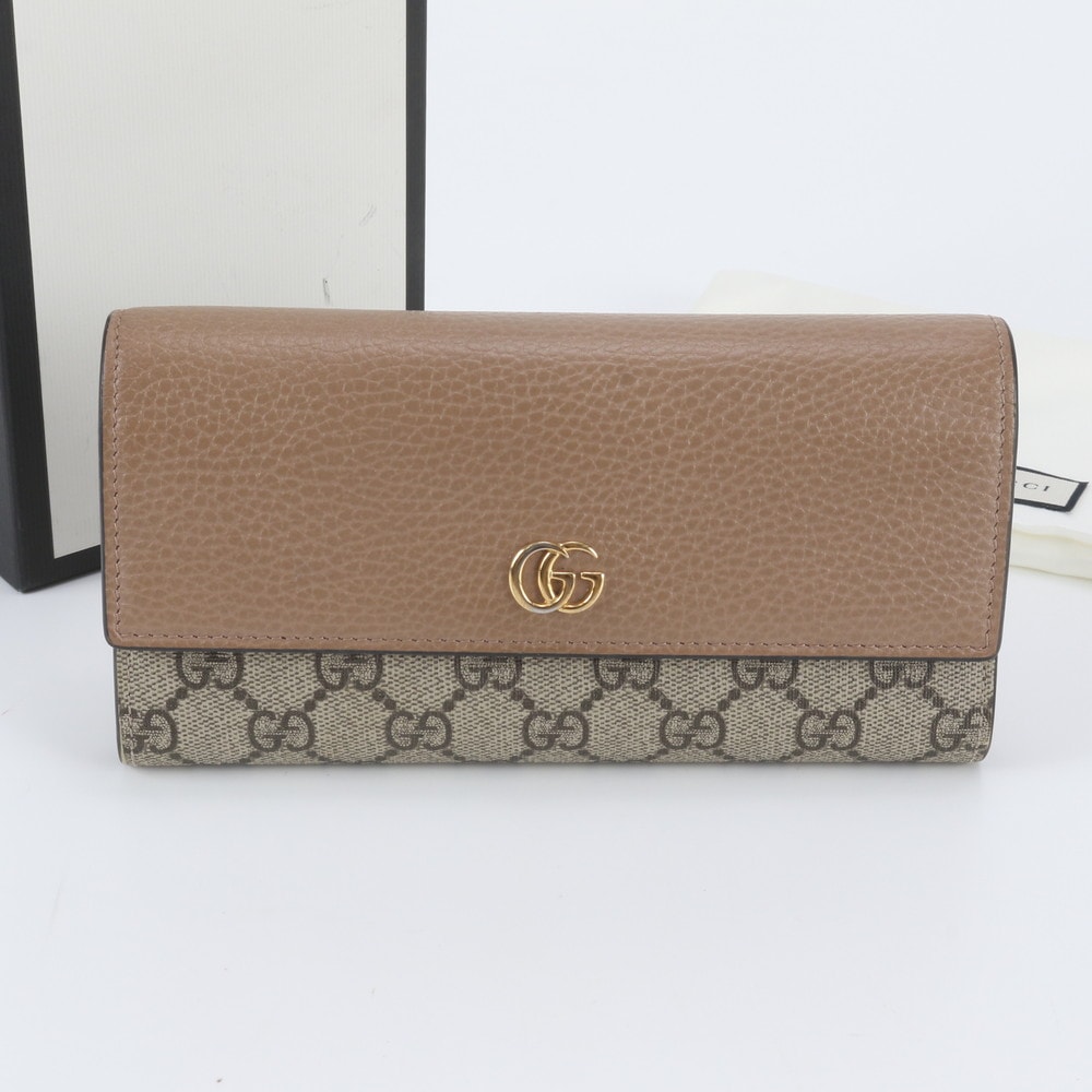 ■美品 グッチ GGスプリームGGマーモント コンチネンタル ウォレット