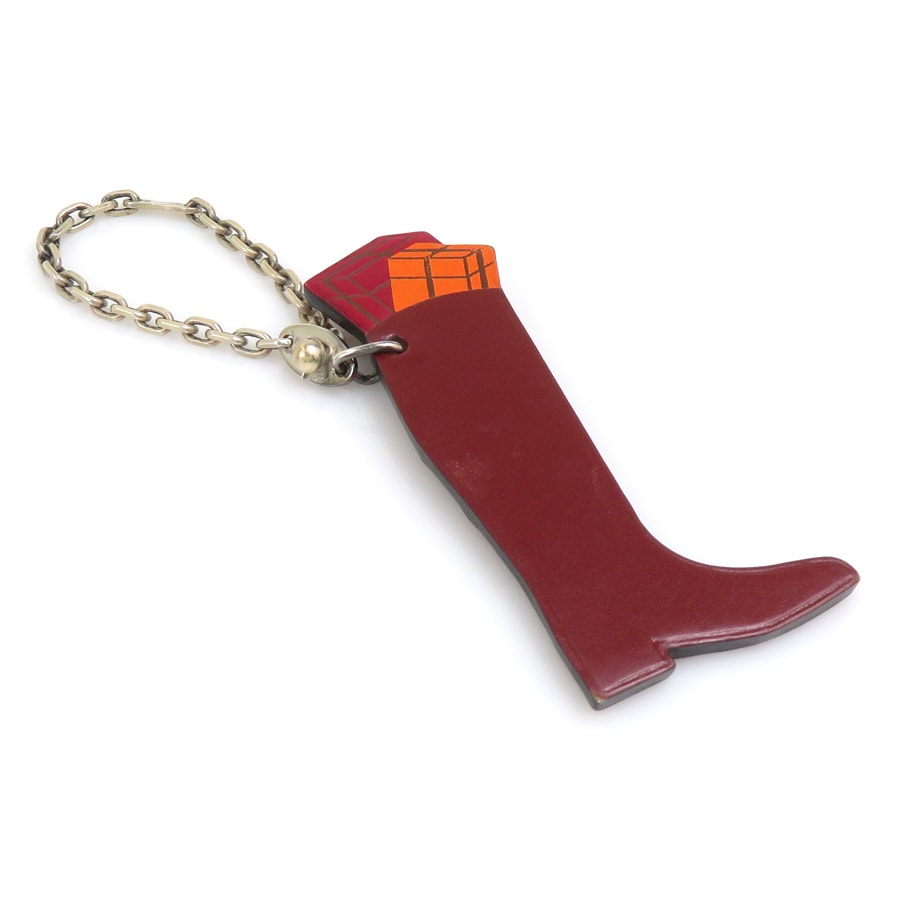 エルメス HERMES チャーム ブーツ プレゼントボックス レザー/メタル ブラウン/オレンジ/レッド/シルバー ユニセックス【中古】 e62437a