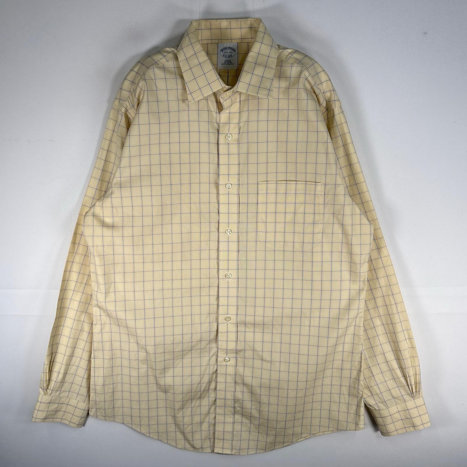 古着 ブルックスブラザーズ Brooks Brothers 長袖シャツ チェック 胸ポケ カラーステイ M  イエロー系 マルチカラー メンズ