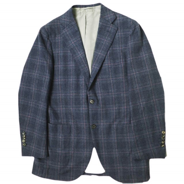 CUSTOM TAILOR BEAMS カスタムテーラー ビームス 日本製 ARISTON社生地 チェック3Bジャケット 44程度(オーダー品) ネイビー ウール テーラード ジャケット アウター g18867
