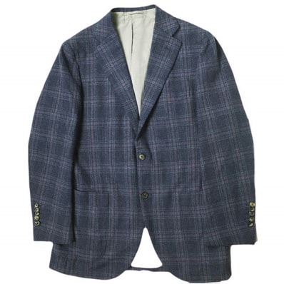 CUSTOM TAILOR BEAMS カスタムテーラー ビームス 日本製 ARISTON社生地 チェック3Bジャケット 44程度(オーダー品) ネイビー ウール テーラード ジャケット アウター g18867
