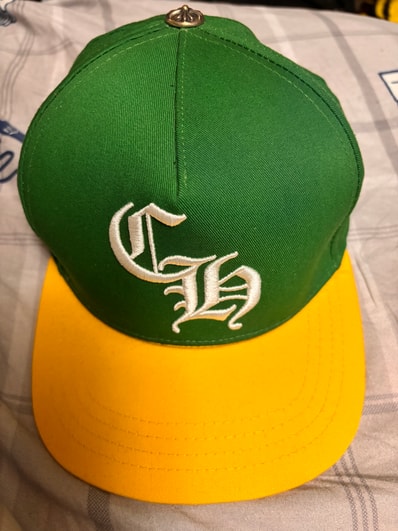Chrome Hearts Baseball Trucker Cross Ball Cap "Green/Yellow"