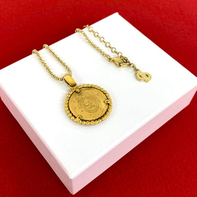 Christian Dior ディオール CD ロゴ メダル モチーフ GP ネックレス ゴールド
36129