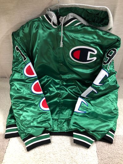Supreme / Champion® Hooded Satin Varsity Jacket "Green"