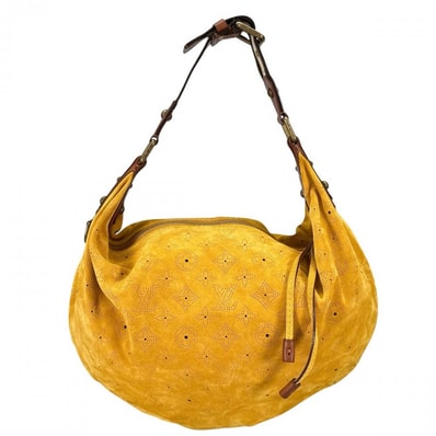 LOUIS VUITTON ルイヴィトン ショルダーバッグ モノグラム・スエード オナタGM ワンショルダー 肩掛け M95118 モノグラム・スエード イエロー ゴールド金具 レディース【中古品】