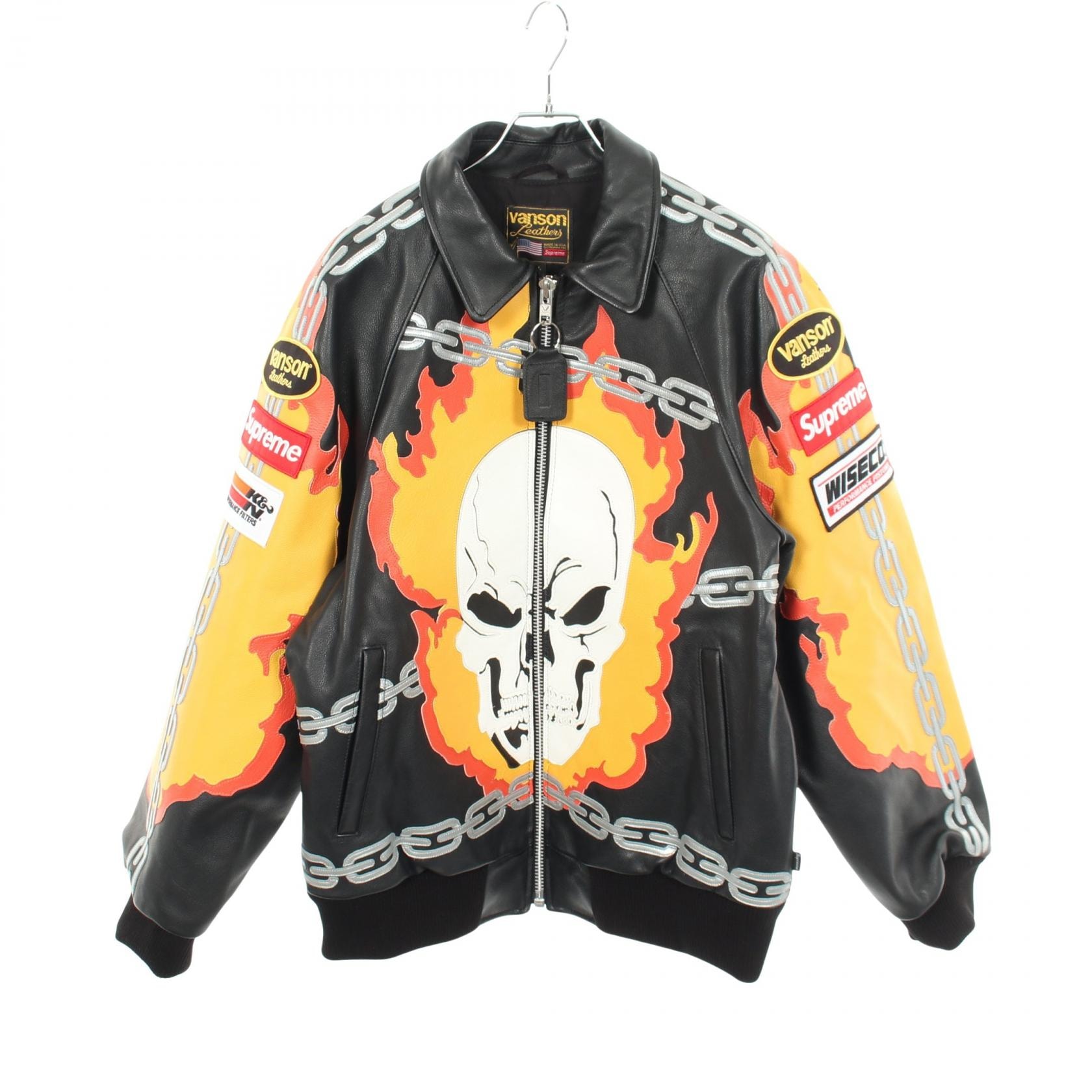 シュプリーム Supreme Supreme × Vanson Leathers Ghost rider 革ジャン 衣料品 アウター レザー メンズ ブラック系 / マルチカラー 【中古】