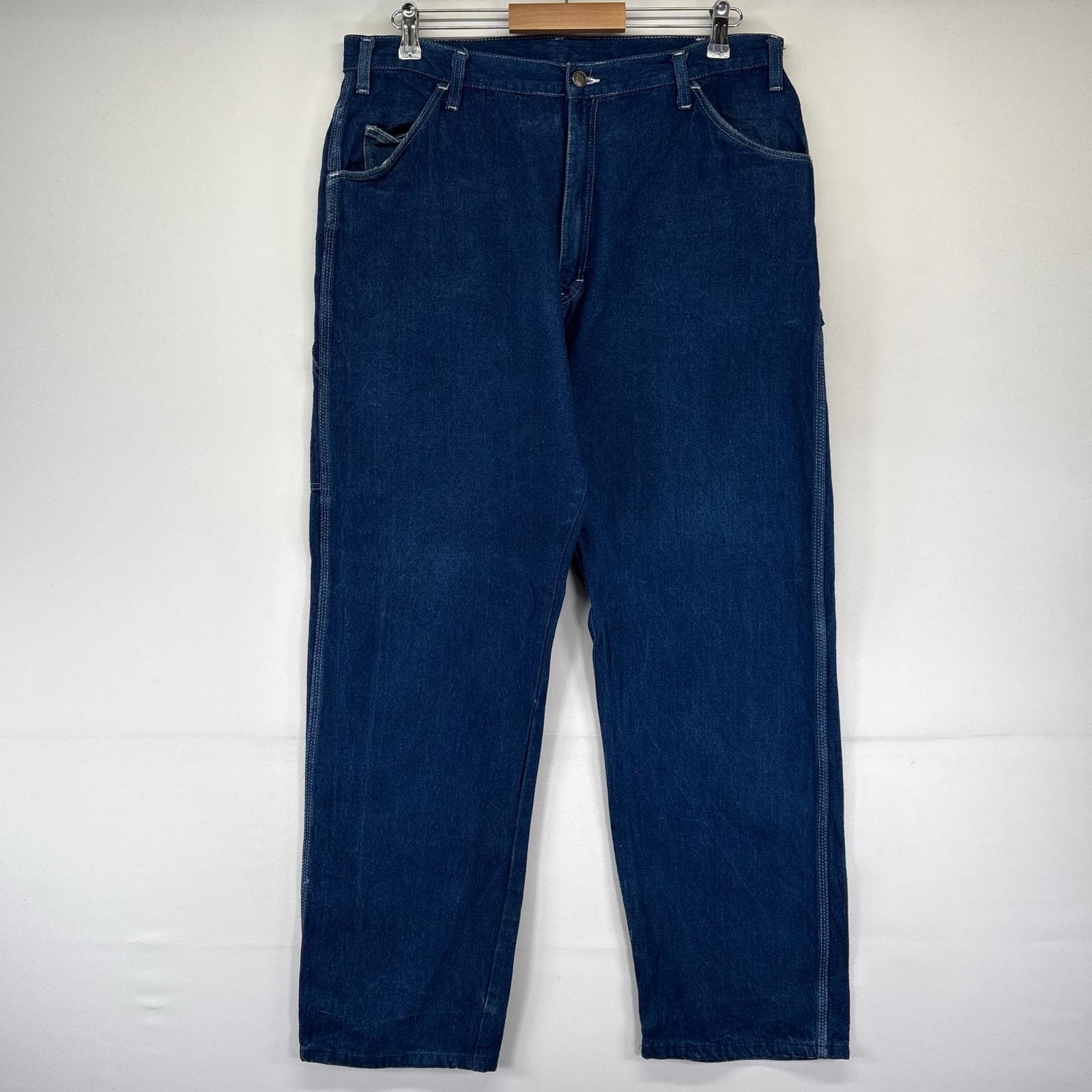 古着 ディッキーズ Dickies デニム パンツ ペインターパンツ ワークジーパン 大きいサイズ w38 L32  ブルー系 メンズ