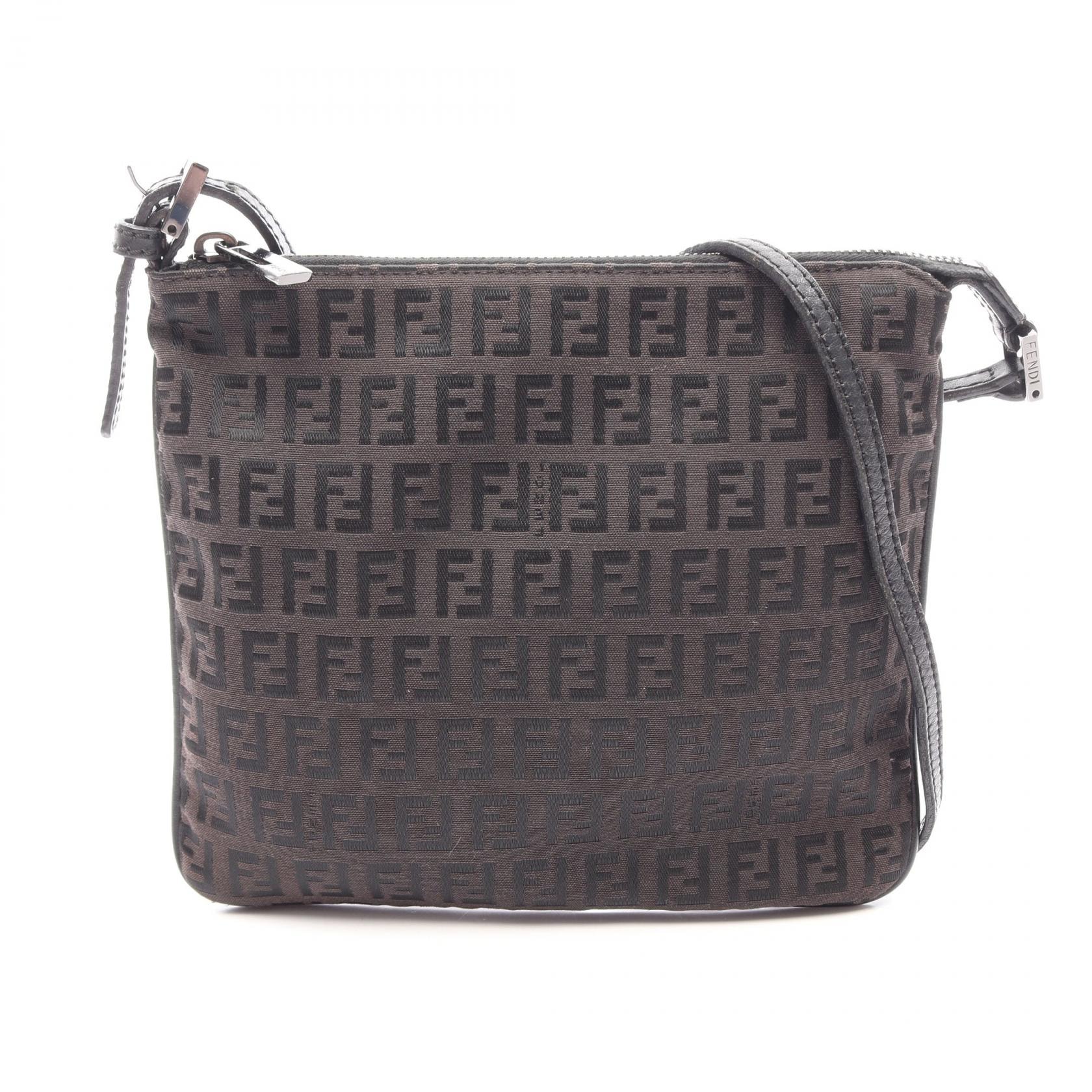 フェンディ FENDI ズッキーノ ショルダーバッグ バッグ キャンバス レザー レディース ブラウン系 / ブラック系 【中古】
