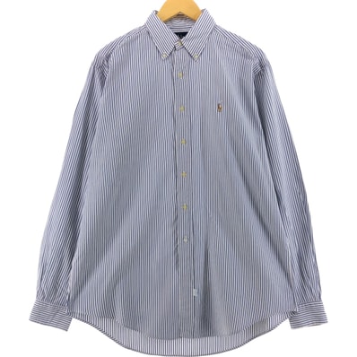 古着 ラルフローレン Ralph Lauren YARMOUTH 長袖 ボタンダウンストライプシャツ USA製 メンズM相当/eaa536470