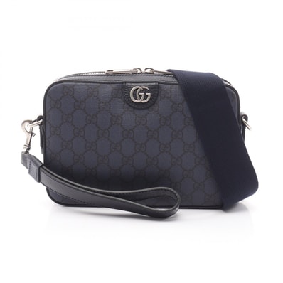 グッチ GUCCI GGスプリーム 2AWY ショルダーバッグ バッグ PVCコーティングキャンバス レザー レディース ネイビー系 / ブラック系 699439 【中古】