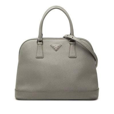プラダ 三角ロゴプレート ハンドバッグ ショルダーバッグ 2WAY BN2558 グレー サフィアーノレザー レディース PRADA 中古