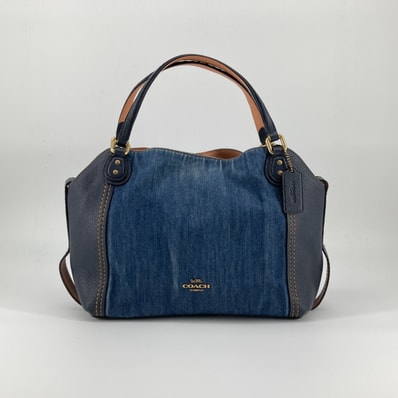 COACH(コーチ) イーディー ショルダー付 2way デニム 67333 ハンドバッグ ブルー×ベージュ
