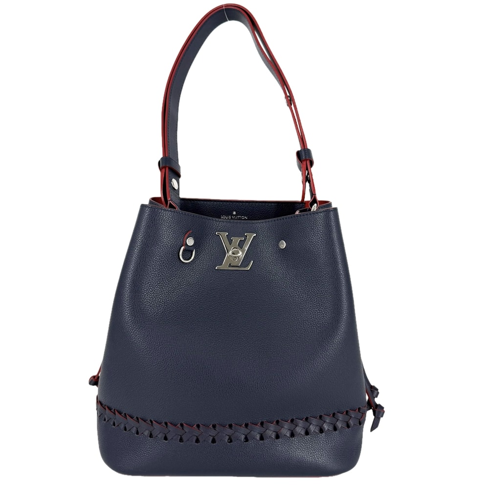 LOUIS VUITTON ルイヴィトン ショルダーバッグ ロックミーバケット 肩掛け 斜め掛け M54681 レザー    ネイビー 紺 レッド 赤 シルバー金具 レディース【中古品】
